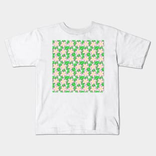 Pink Yellow Frangipani Flower Pattern Kids T-Shirt